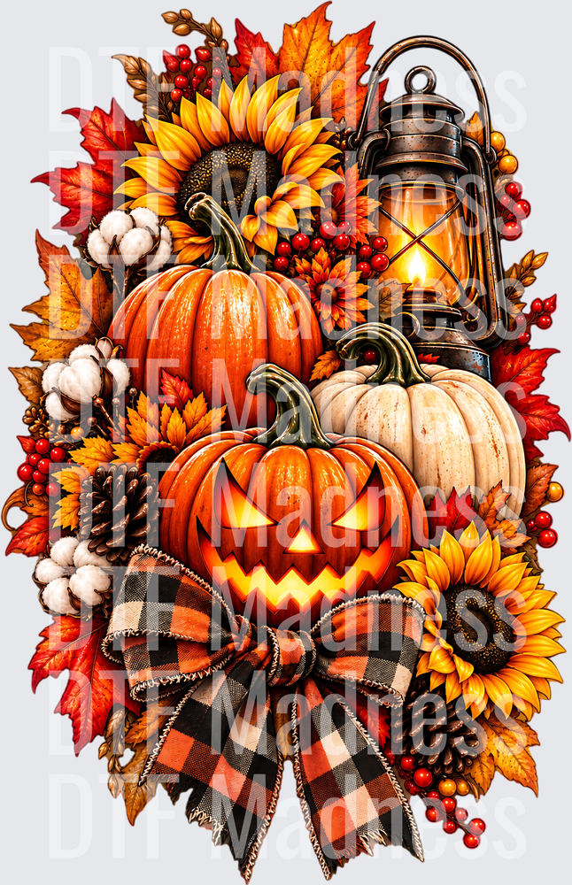 Autumn Harvest Pumpkin Lantern Arrangement