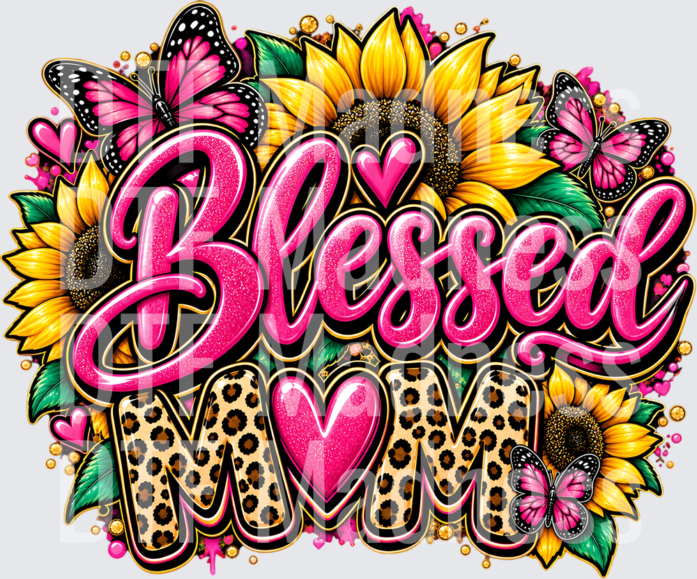 Blessed Mom Sunflower Butterfly Sticker