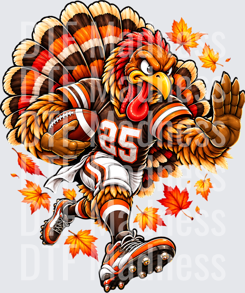 Fierce Autumn Turkey Football Mascot