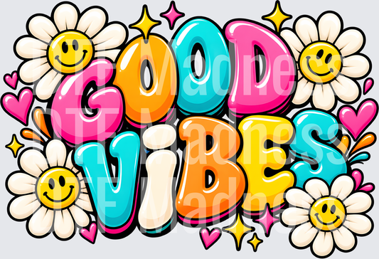 Glossy Good Vibes Floral Sticker