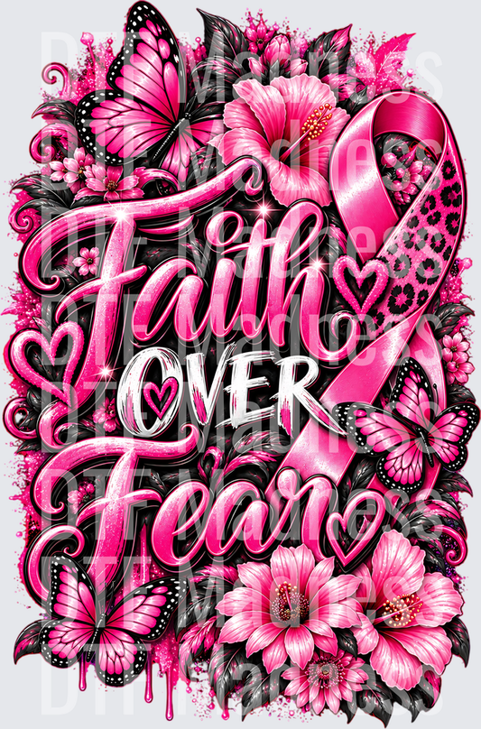 Faith Over Fear Pink Ribbon Art