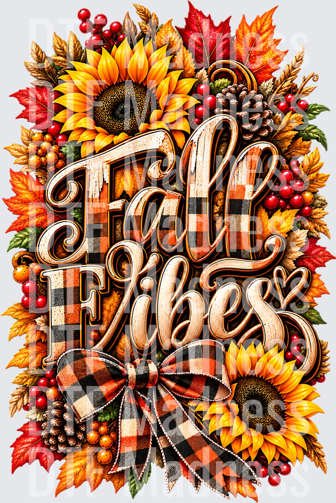Fall Vibes Autumn Floral Typography