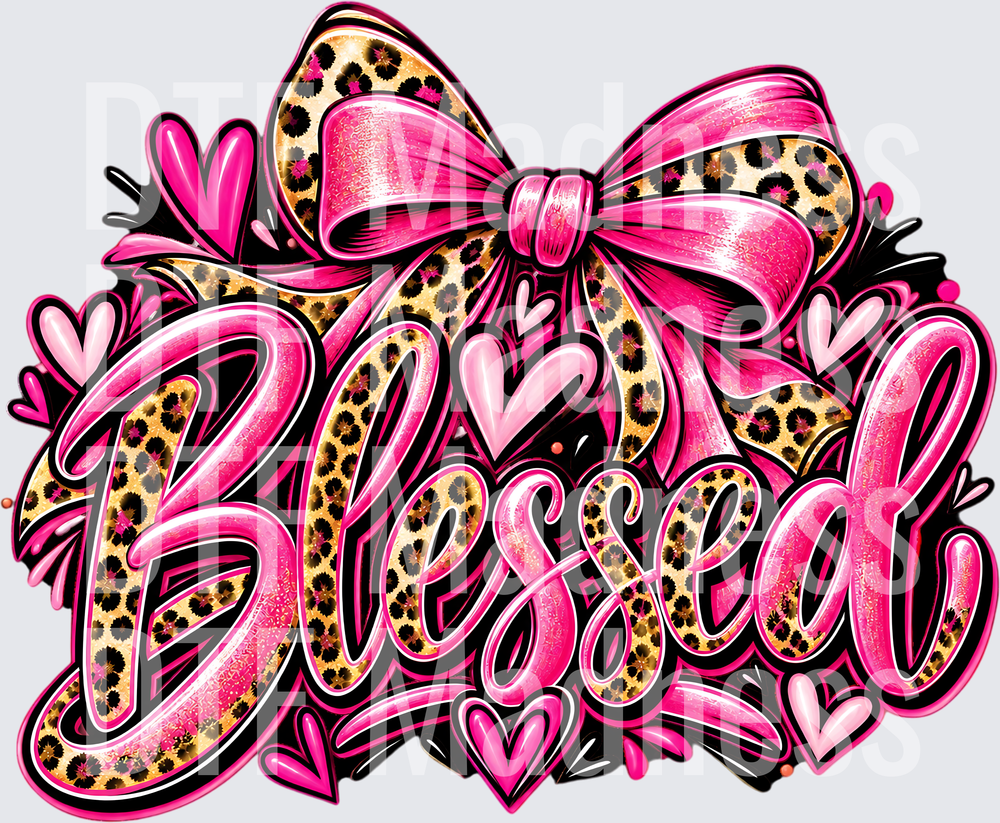 Blessed Pink Leopard Bow Sticker