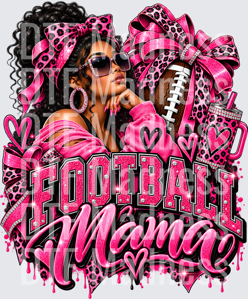 Glamorous Football Mama Pink Leopard Graphic